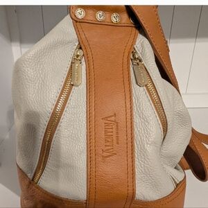 Valentina Cream and Tan Leather Backpack